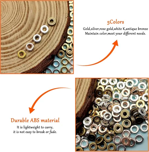Vista 4 de 1000 cuentas espaciadoras redondas planas para manualidades, cuentas de disco de 5 colores para hacer joyas, pulseras, collares, aretes y 1000pcs; 5