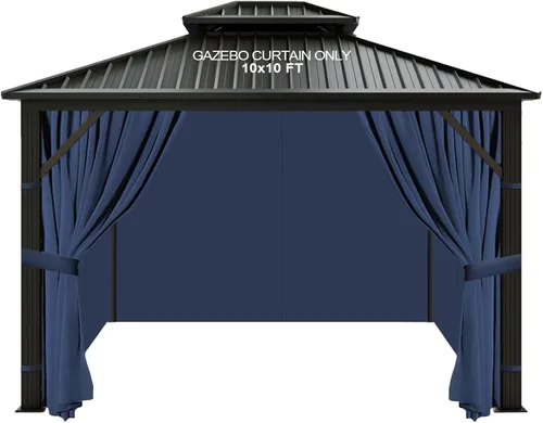 Vista 17 de slashome - Cortinas impermeables para gazebo de 10'x10', para exteriores, negras, universales, de repuesto, 4 paneles, paredes laterales