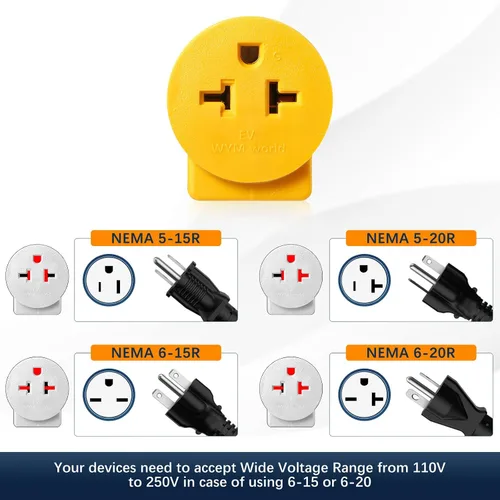 Vista 5 de Adaptador de enchufe macho NEMA N6-30P de 30Amp a enchufe de secadora a adaptador de cargador EV de 6-20R, enchufe de secadora de 3 clavijas de 30A