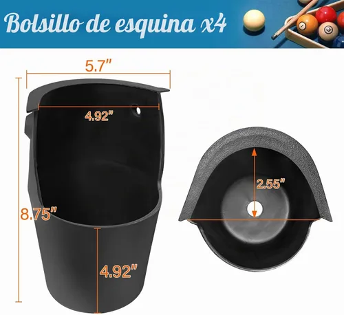 Vista 3 de Bolsillos de repuesto para mesa de billar, juego de 6 bolsillos para mesa de billar