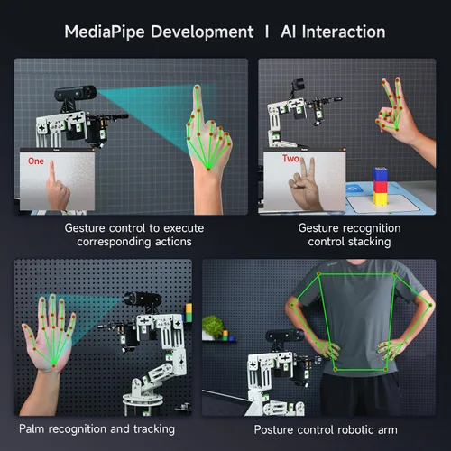 Vista 5 de Yahboom 6DOF Kit de brazo robótico de programación 3D, agarre adaptativo 3D, inteligencia incorporada, modelo de IA grande para ingenieros mecánicos