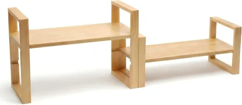 Vista 7 de Estantería de escritorio, 100% madera maciza, ajustable, no requiere herramientas ni clavos, estantería de mesa retro, capacidad de carga de 130