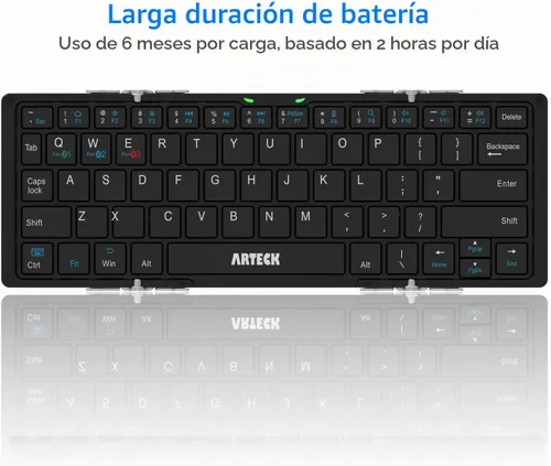Vista 5 de Arteck Teclado Bluetooth plegable, mini teclado inalámbrico plegable portátil para iOS iPad de 10.2 pulgadas, Pro, Air, 9.7 pulgadas, Mini, Android