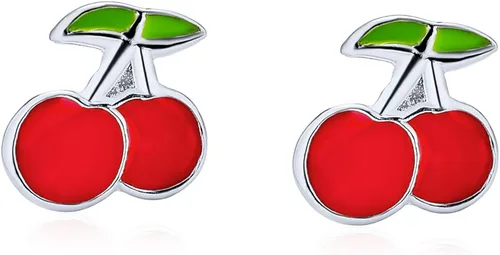 Vista 2 de Pequeños aretes coloridos para magdalenas de verano, sandía roja fruta, fresa, manzana, naranja, piña, cereza, pequeños aretes de tuerca esmaltados