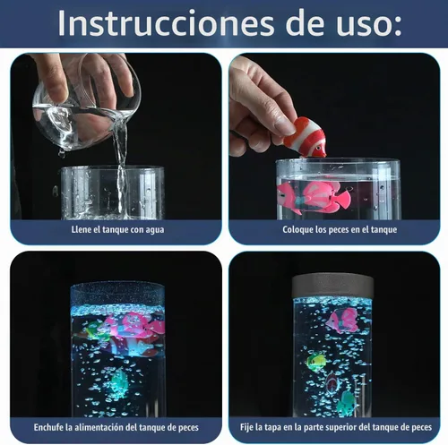 Vista 7 de Lámpara de pez de burbujas, lámpara de tubo de burbujas sensorial, pecera artificial con peces en movimiento, para iluminar tu vida como una