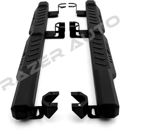 Vista 5 de Guardia lateral Razer para puerta Jeep Wrangler 07-17 con textura placa protectora negra con peldaño de 4 escalones, Negro