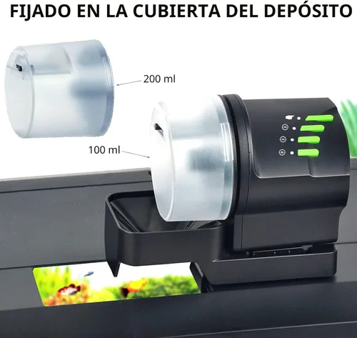 Vista 4 de DXOPHIEX Alimentador automático de pescados, dispensador de alimentos, alimentador de peces de vacaciones alimentado por batería y USB para acuario