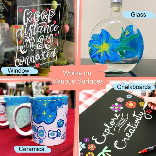 Vista 3 de STATIONERY ISLAND Bolígrafos de tiza para pizarra, marcadores de tiza líquida para pizarra y vidrio, bolígrafos de tiza limpiables para dibujo