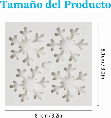 Vista 2 de Molde de silicona para fondant con temática navideña 3D, moldes para tartas de azúcar de copo de nieve, molde de decoración de pastel de chocolate