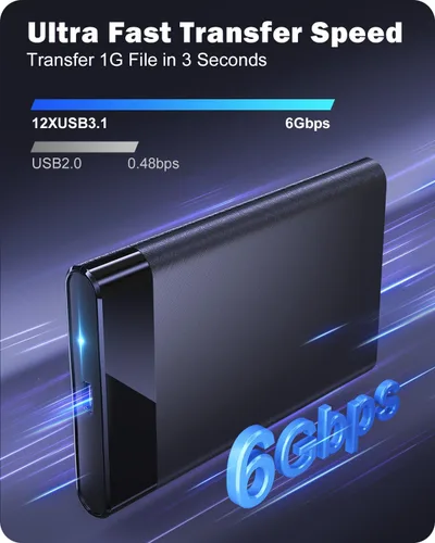 Vista 3 de POSUGEAR Carcasa para disco duro externo de 2.5 pulgadas, 6Gbps USB C 3.1 Gen 2 a SATA III carcasa para disco duro externo sin herramientas