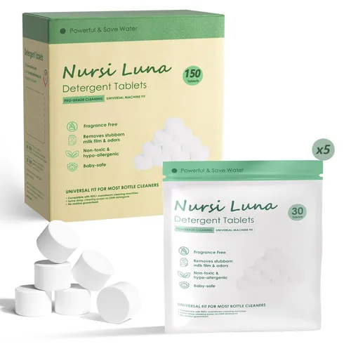 Vista 8 de Nursi Luna Tabletas de Detergente para Lavavajillas de Biberones de Todas las Marcas, 90 Unidades Fórmula Suave Tabletas de Detergente