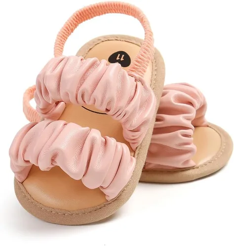 Vista 4 de Timatego Sandalias de verano para bebés y niñas con suela suave de flores, zapatos de vestir para cuna, recién nacidos, para recién nacidos