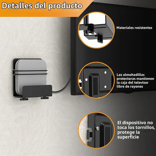 Vista 3 de Soporte de caja de cable, soporte para módem, soporte de pared ajustable