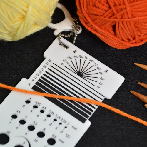 Vista 6 de UPTTHOW - Regla combinada multifuncional WPI para hilanderos Acrylic guide, combo guage, needle gauge spinning control card, crochet accessories