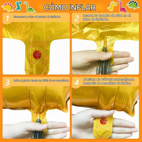 Vista 7 de 7 globos de aluminio de dinosaurio, globos gigantes de helio, globos de cumpleaños de dinosaurio para fiesta temática de dinosaurios de selva