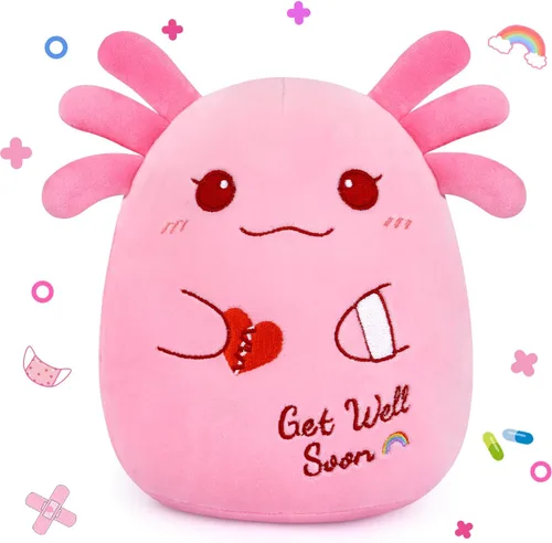 Vista 14 de Regalos para mujeres y niños, peluche de gato negro de 8 pulgadas, animales de peluche con texto en inglés "Get Well Soon", peluches de gato kawaii