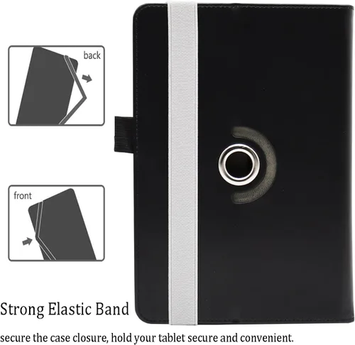 Vista 3 de Funda universal para tablet Android de 7 y 8 pulgadas, piel sintética, rotación de 360 grados, soporte de visión multiángulo, para tabletas de 7.0