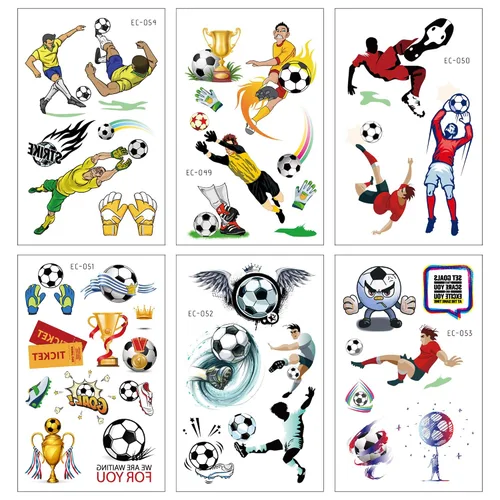 Vista 5 de Konsait Tatuajes de fútbol Tatuajes de pelota de fútbol, tatuajes de transferencia temporal, bolsa de fiesta de cumpleaños y rellenos de calcetines