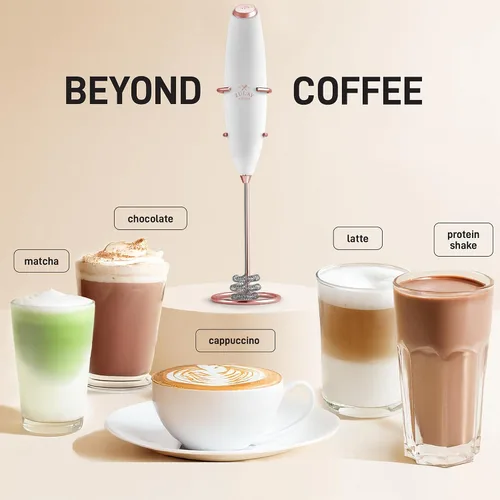 Vista 354 de Zulay Milk Boss Espumador de leche potente manual, hace espuma para latte, batidor para mezclar bebidas, café, miniespumador para capuchino, frappé