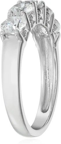 Vista 23 de Amazon Essentials Anillo de plata de ley de cinco piedras con circonita cúbica de corte redondo Infinite Elements (anteriormente colección Amazon)