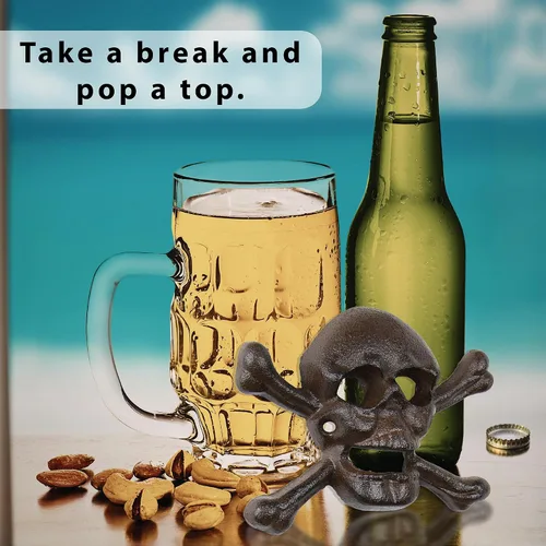 Vista 7 de Treasure Gurus Metal Wall Mount Skull Crossbones Cerveza Soda Pop Botella Cap Opener Par Pub Decor