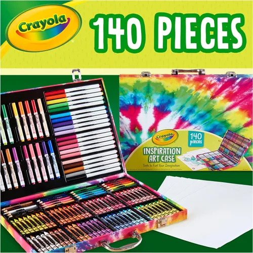 Vista 8 de Estuche de Arte Crayola Inspiration - Juego de Colorear Tie-Dye (140 piezas), Set de Suministros de Arte para Niños, Kit de Dibujo de Viaje, Regalo