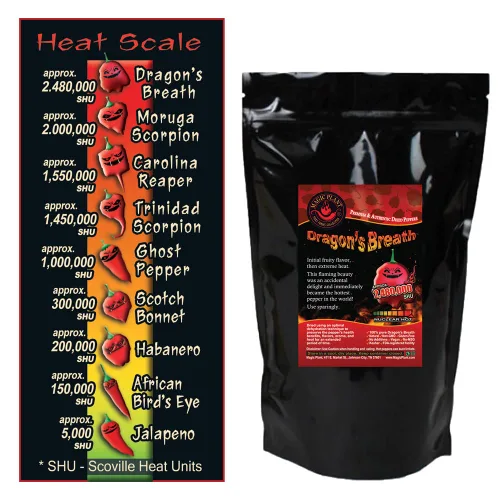 Vista 2 de Magic Plant Dragon's Breath - Cápsulas enteras de pimienta - 1/2 oz, chiles rojos secos intensamente en caliente - 1.2M a 2M+ SHU, sin aditivos