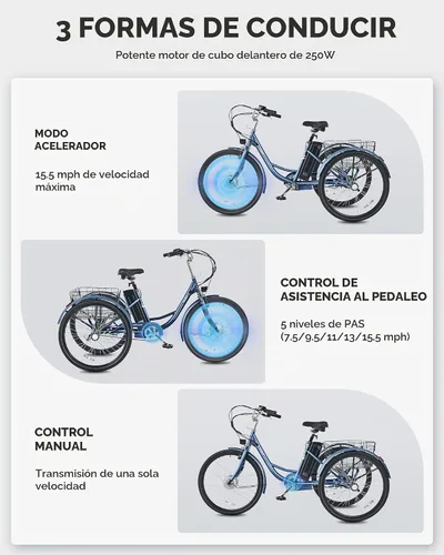 Vista 4 de VIRIBUS Electric Trike for Adults, Adult Electric Tricycle,Single Speed