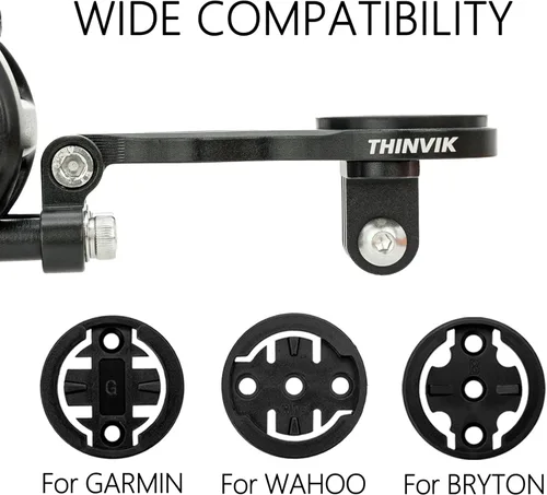 Vista 3 de Thinvik Montaje extendido exterior y soporte para computadora de bicicleta para Garmin Wahoo Bryton Series, montaje combinado de ángulo ajustable