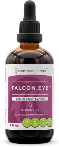 Vista 7 de Secrets of the Tribe Falcon Eye Extracto sin alcohol, arándano sin alcohol, ojo de ojo, ginkgo, té verde, zanahoria, uva. Tintura glicerita apoyo