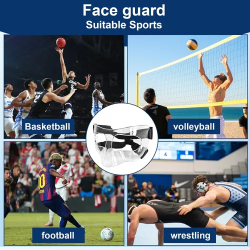 Vista 7 de Protector de nariz para nariz rota, máscaras faciales deportivas con acolchado de espuma, protector facial transparente ajustable, protección