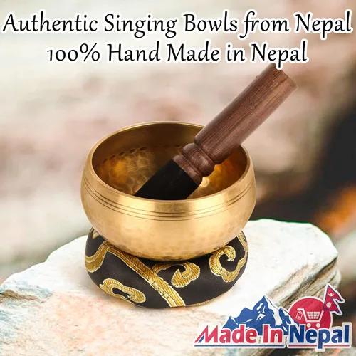 Vista 7 de Relaehih Juego de cuencos tibetanos para canto, martillados a mano en Nepal, cuenco de sonido para meditación, yoga, chakra, accesorios de Negro