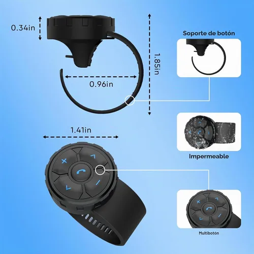 Vista 4 de Mando a distancia para auriculares con casco Bluetooth, controla música, asistentes de voz, llamadas y más, batería de larga duración, impermeable