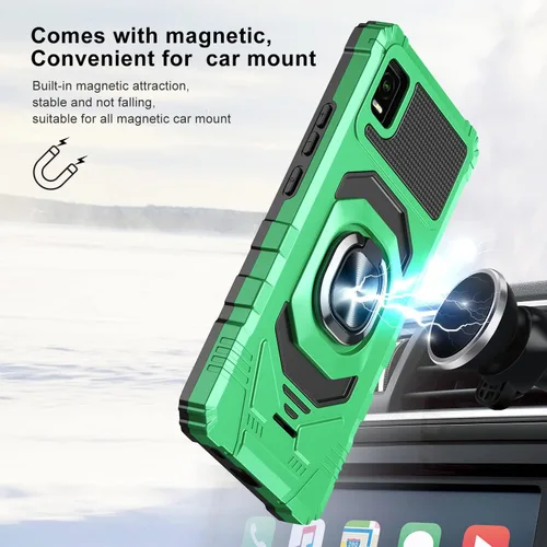 Vista 5 de Compatible con Cricket Debut Smart Case (2022) con protector de pantalla de vidrio templado, protector de cuerpo completo [grado militar], soporte