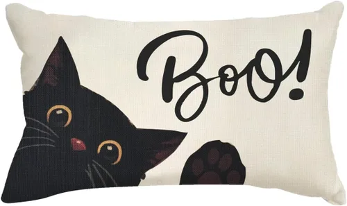 Vista 9 de Funda de almohada con diseño de calavera de Halloween, decoración del hogar, lino y algodón, funda de cojín de 18 x 18 pulgadas / 45.72 x 45.72 cm.