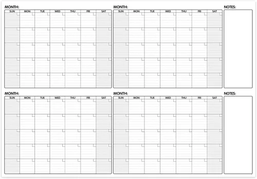 Vista 8 de Calendario grande de borrado en seco, calendario de pared de 4 meses sin fecha, borrado en seco, 52 x 36 pulgadas, calendario grande para pared