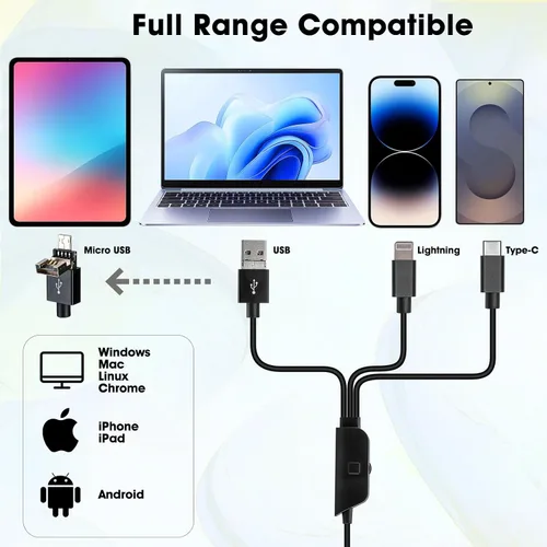 Vista 2 de Microscopio Digital USB Full HD 1080P para iPhone iPad Android PC, Microscopio Portátil de Mano de Alta Definición 50-1000X con Luz para Monedas