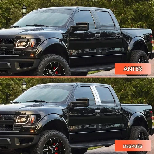 Vista 3 de Juego de 4 postes de pilar de acero inoxidable para puerta plateada compatible con Ford F-150 Super Crew Cab 2004-2014 Lincoln Mark LT 2004-2014