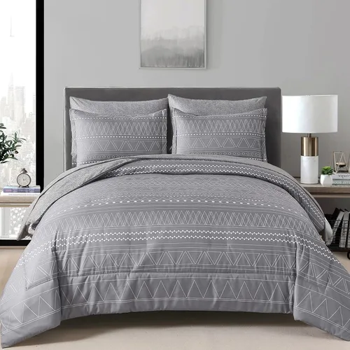 Vista 10 de WONGS BEDDING Juego de edredón Queen, rayas geométricas de oro negro Negro dorado