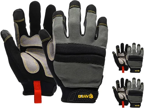 Vista 10 de KAYGO Guantes de trabajo para hombre, KG125M Guantes mecánicos de uso general para todo propósito, excelente agarre, resistentes, destreza mejorada