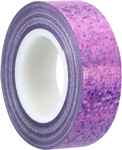 Vista 10 de PATIKIL Cinta brillante con purpurina de 0.591 in x 16.4 ft, 1 paquete de cintas adhesivas holográficas decorativas para manualidades, álbumes