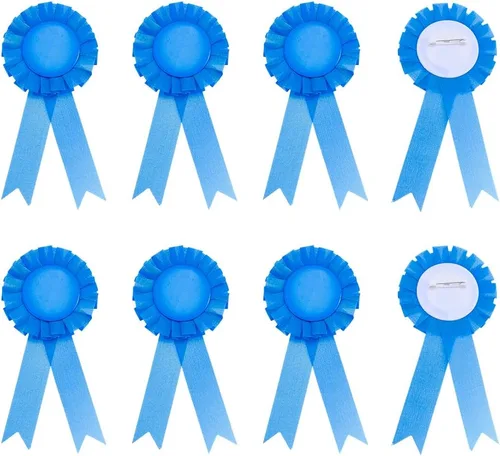 Vista 7 de CRASPIRE 20 cintas de premio en blanco para primer lugar, color azul, 6.1 x 2.9 pulgadas, redondas, planas, ganadoras, victorias, reconocimiento