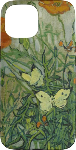 Vista 6 de Vincent Van Gogh - Carcasa para iPhone 17, diseño de mariposas y amapolas