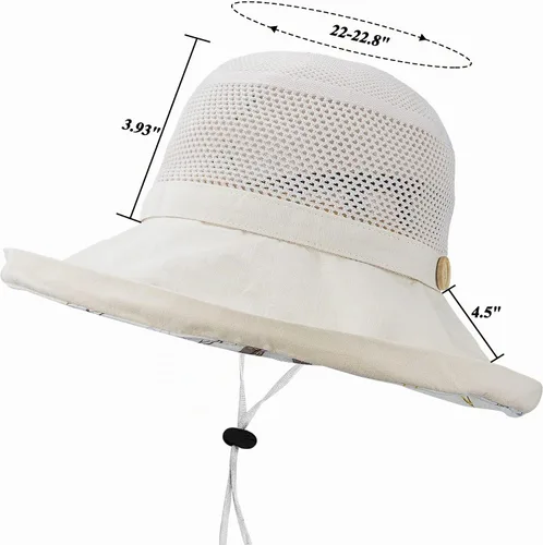 Vista 5 de Sombrero de sol de ala ancha para mujer, protección UV, transpirable, para viajes, para verano Beige