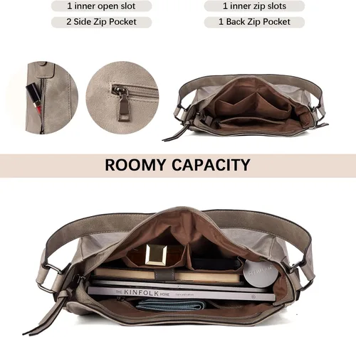 Vista 5 de BOSTANTEN Bolsos para mujer, bolsos de cuero de diseñador, bolsos hobo bolsos de hombro para mujer, bolsos cruzados con borla