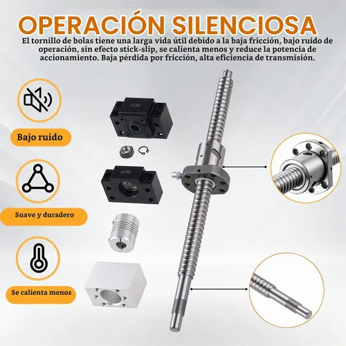 Vista 5 de Kit de 2 rieles lineales HGR15-400MM con 4 bloques de rodamientos, 1 tornillo de bola SFU1204-400MM con tuerca de tornillo de bola deflector