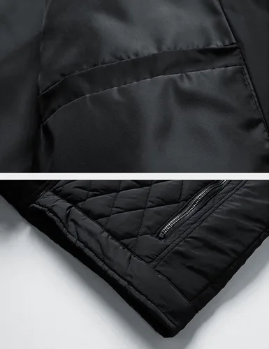 Vista 5 de Flygo Chaqueta bomber para hombre, abrigo acolchado de diamante cálido con bolsillos con cremallera
