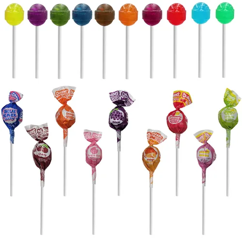 Vista 3 de Fruidles Mini Pops - Chupones de piruletas, sabores surtidos, lácteos certificados Kosher, envueltos individualmente, bolsa resellable (1 libra)