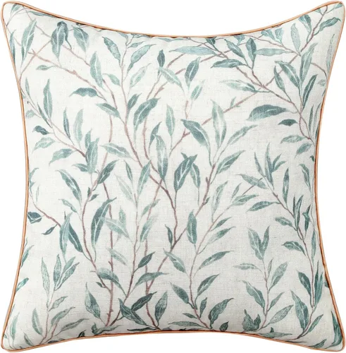 Vista 26 de VOGOL - Funda de almohada texturizada de lino, 18 x 18 pulgadas, estilo granja, para sofá, cama y habitación, con diseño de pájaros y hojas beige