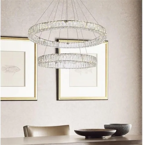 Vista 2 de Elegant Lighting Interior Moderno Brillante Hogar Decorativo Iluminación De Techo Monroe 36 Pulgadas LED Lámpara De Anillo Doble - Cromo